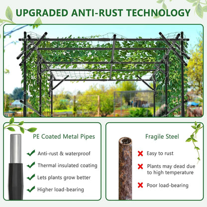 Slsy Tall Garden Arch Trellis for Climbing Plants, 79'' L x 79'' W x 79'' H Large Grape Vine Support Arch Arbor Trellis Plastic-Coated Metal Garden Arch Trellis for Climbing Plants