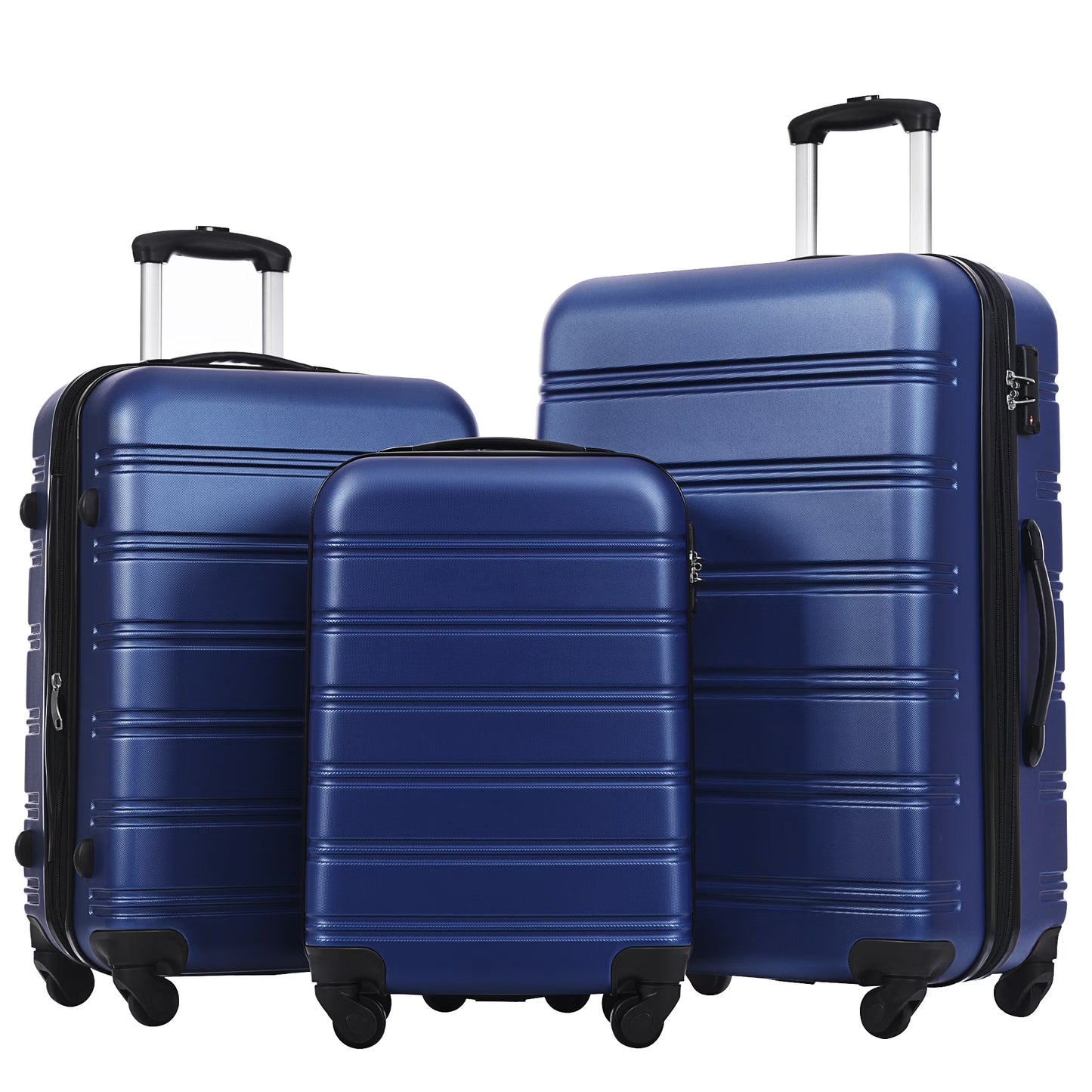 DUOSONG 3 Piece Luggage Set Hardside Spinner Suitcase With Tsa Lock 20" 24" 28" Available Purple ABS Travel Luggage Hard Case