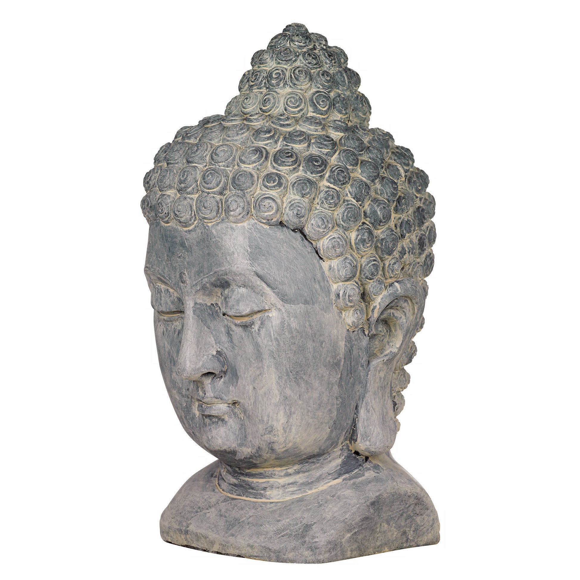John Timberland Meditating Buddha Head Statue Sculpture Zen Asian Garden Decor Outdoor Front Porch Gray Faux Stone 18 1/2" Tall