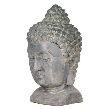 John Timberland Meditating Buddha Head Statue Sculpture Zen Asian Garden Decor Outdoor Front Porch Gray Faux Stone 18 1/2" Tall