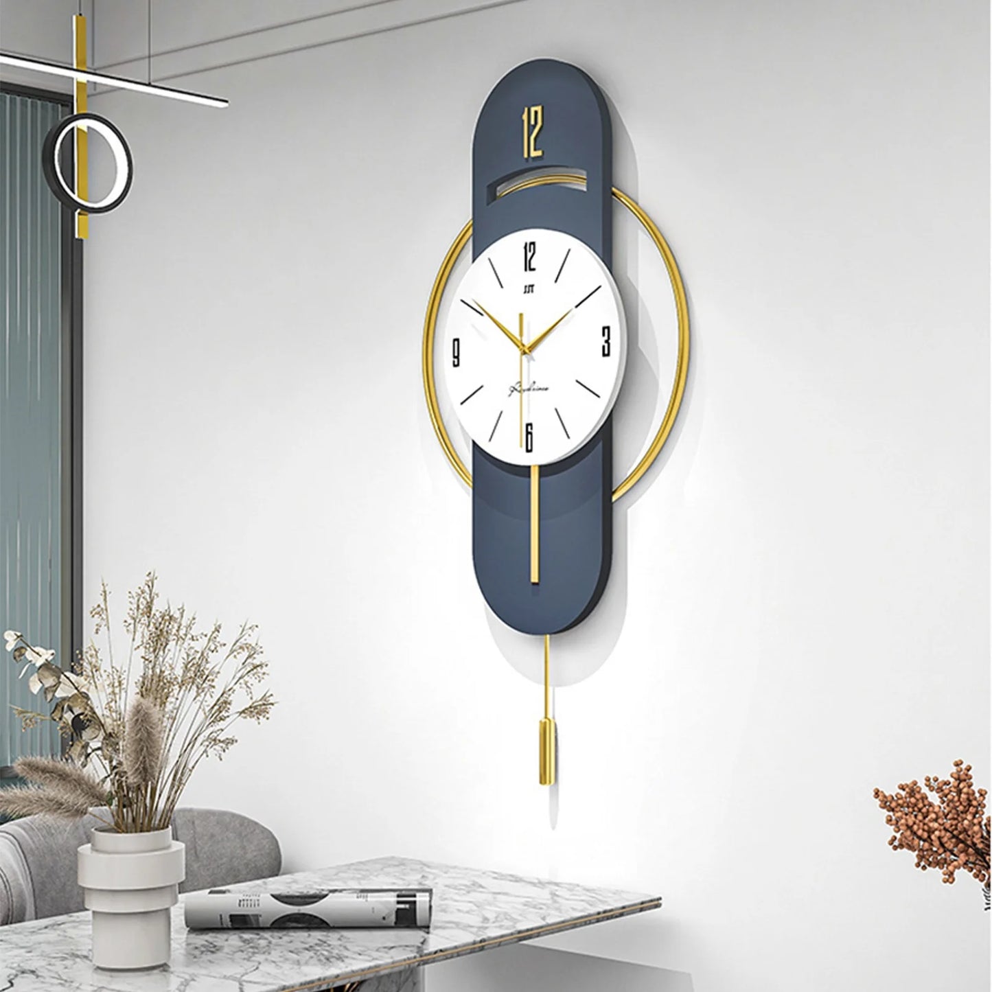 Wall Clock, Wall Clocks for Living Room, Modern Decorative Pendulum Wall Clock, Without Tick Noises, Modern Minimalist Pendulum Clock for Bedroom Office Kitchen