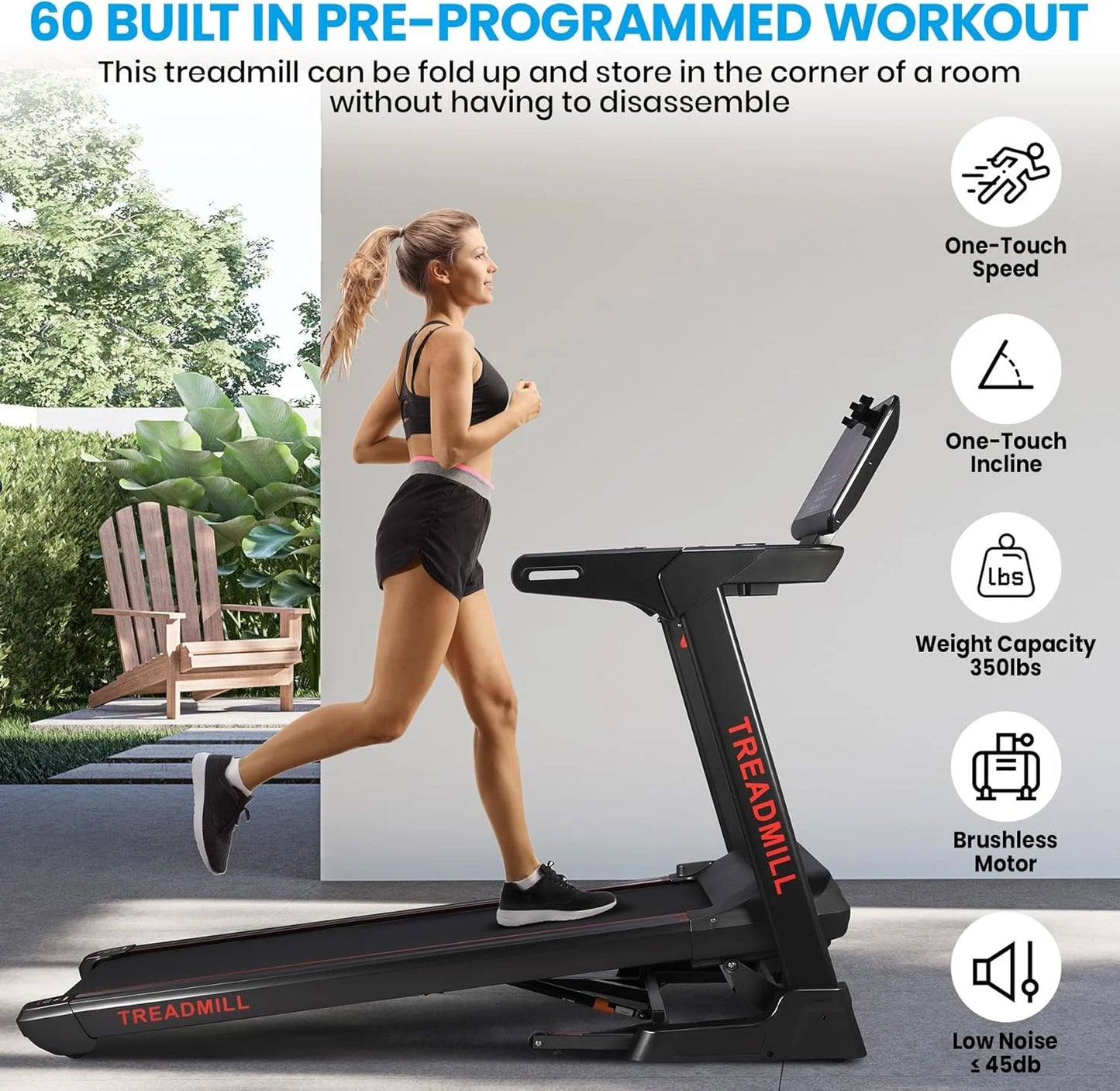 Walking Pad,Treadmill with Incline for Home Office,3.5HP Portable Desk Treadmill with 350LBS Capacity,Foldable Walking or Running Treadmill w 20" Wide Belt,0.5-20 MPH Speed,60 Programs,APP Control