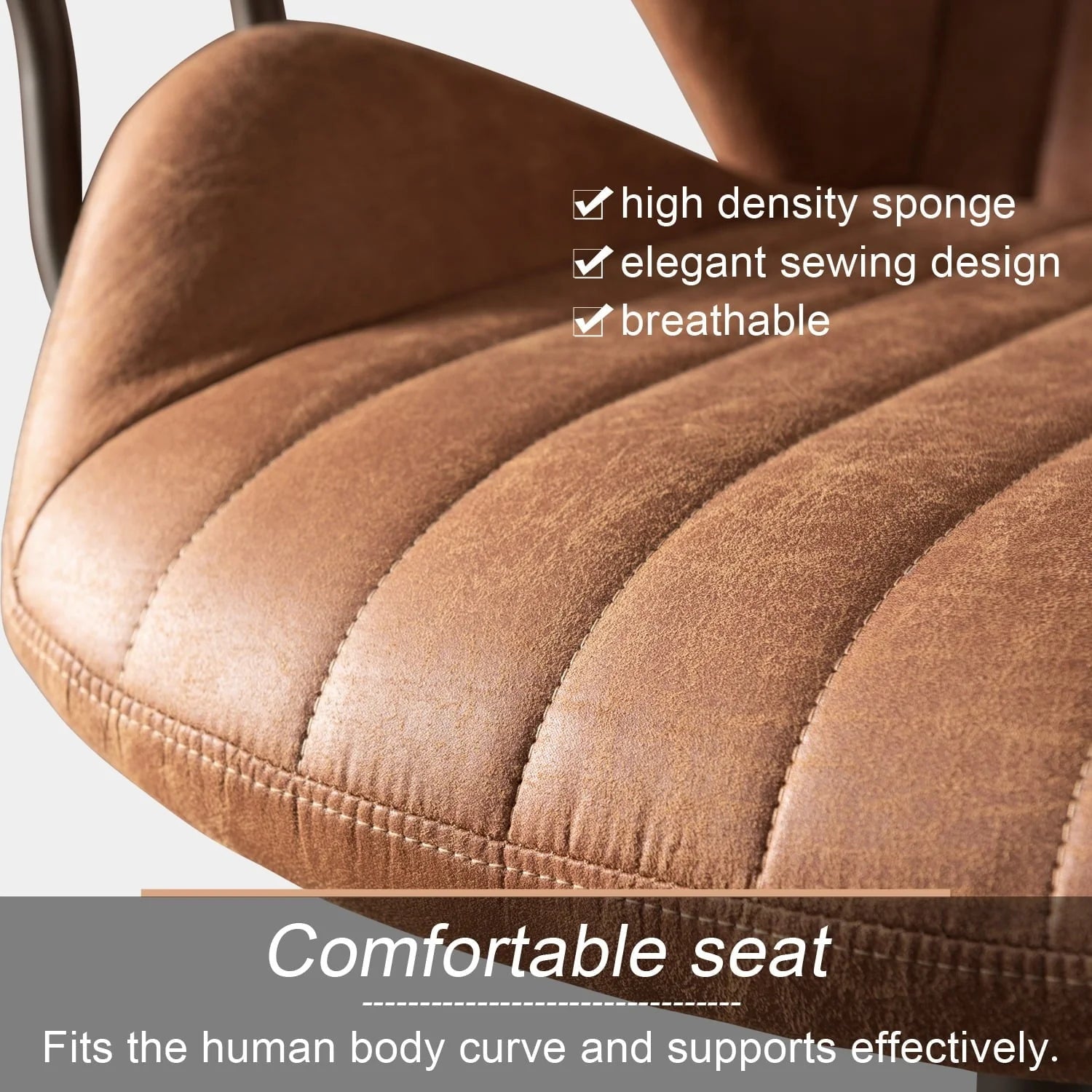 Ovios Ergonomic Office Chair Modern Computer Desk Suede Fabric Desk Chair with Lumbar Support for Home Office