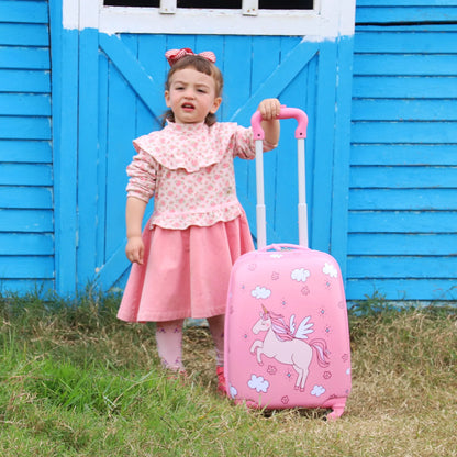 TOBBI 2 PC Kids Carry-on Luggage Set 12" Backpack & 16" Rolling Suitcase School Travel Trolley ABS Luggage for Girls