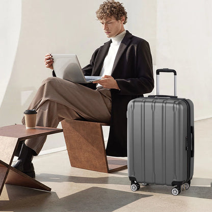 UBesGoo 3 Piece Hardshell Luggage Set, ABS Hardside Lightweight Trolley Carry On Suitcase with TSA Lock Spinner Wheels, Dark Gray