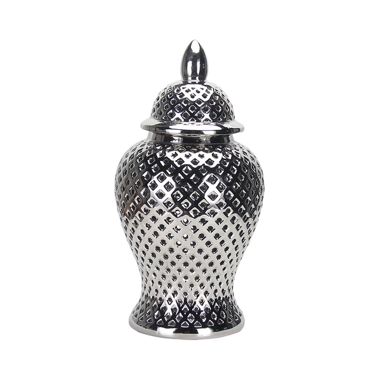 Vintage Style Ceramic Ginger Jar Dried Flower Vase Porcelain Storage Jar with