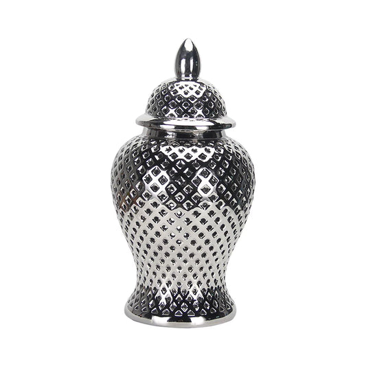 Vintage Style Ceramic Ginger Jar Dried Flower Vase Porcelain Storage Jar with