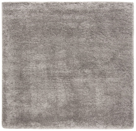 SAFAVIEH Royal Hartley Solid Plush Shag Area Rug, Silver, 6'7" x 6'7" Square