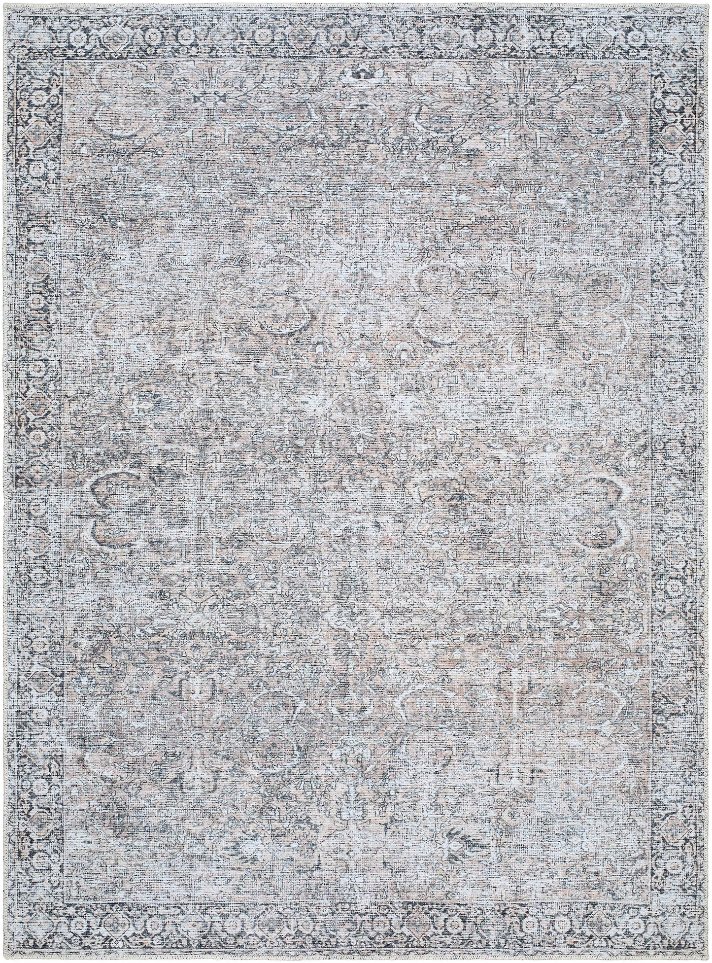 Better Homes & Gardens Persian Blooms Washable Non-Skid Indoor Area Rug, Brown, 5'3" x 7'