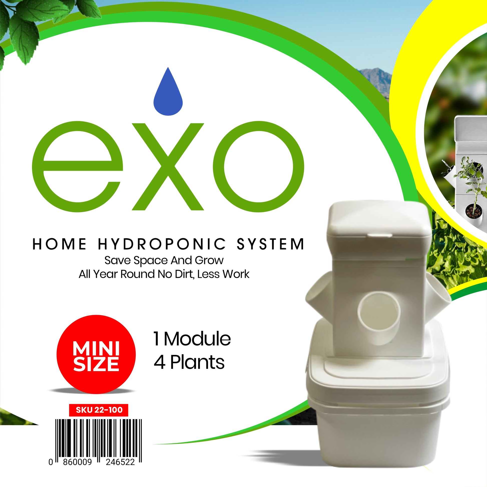 EXO Hydroponics Growing System Tier 1 Mini Tower - Advanced Indoor Gardening Kit for Healthy Plants - Automate Aeroponics Mini Indoor Outdoor Home Grow Herb