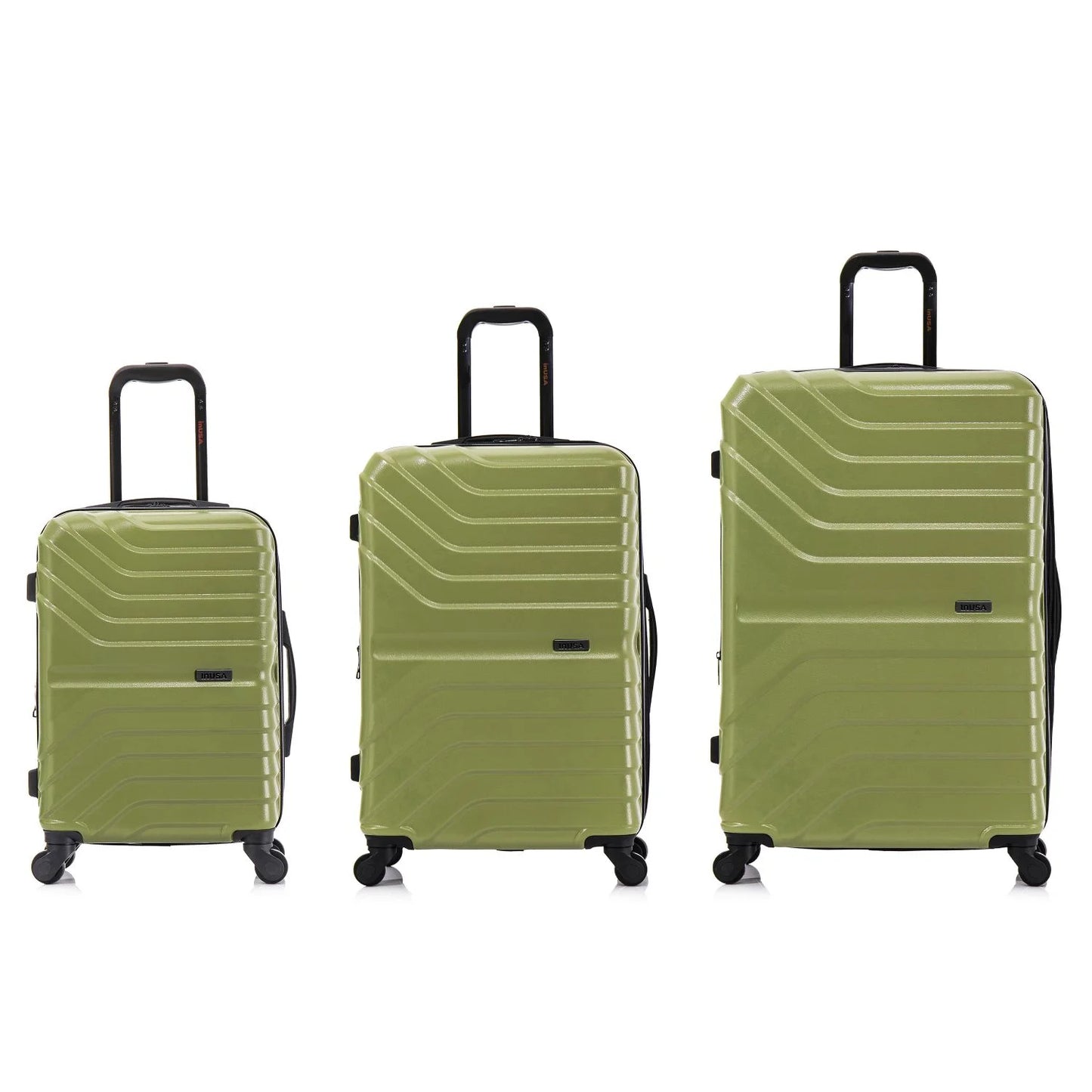 InUSA AURUM 3-Piece Hardside Luggage Sets with Spinner Wheels, Handle and Trolley, (20"/24"/28"), Black