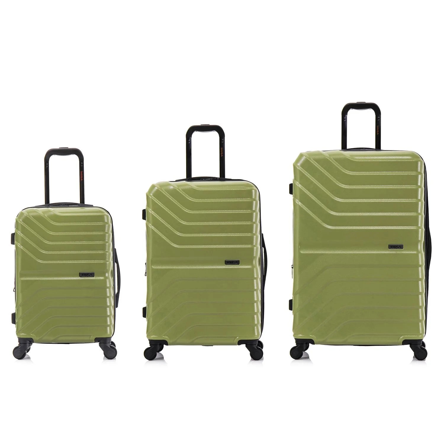 InUSA AURUM 3-Piece Hardside Luggage Sets with Spinner Wheels, Handle and Trolley, (20"/24"/28"), Black
