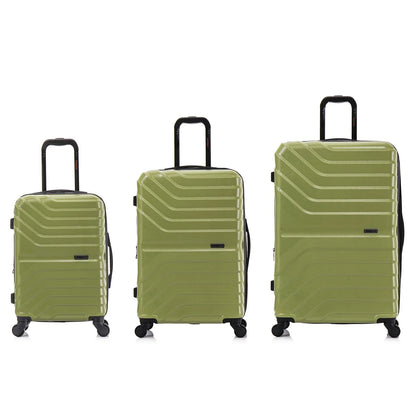 InUSA AURUM 3-Piece Hardside Luggage Sets with Spinner Wheels, Handle and Trolley, (20"/24"/28"), Black
