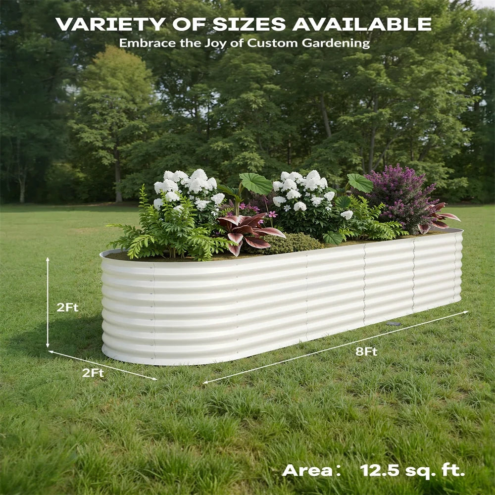 2-Pack Galvanized Steel Raised Garden Beds Kit -Outdoor Metal Planter Boxes for Vegetables, Flowers & Herbs.Tool-Free Assembly, Rust-Resistant Green Coated Design