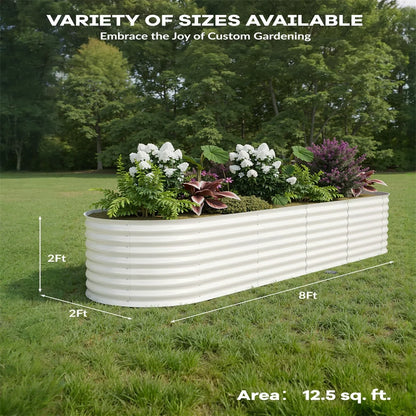 2-Pack Galvanized Steel Raised Garden Beds Kit -Outdoor Metal Planter Boxes for Vegetables, Flowers & Herbs.Tool-Free Assembly, Rust-Resistant Green Coated Design