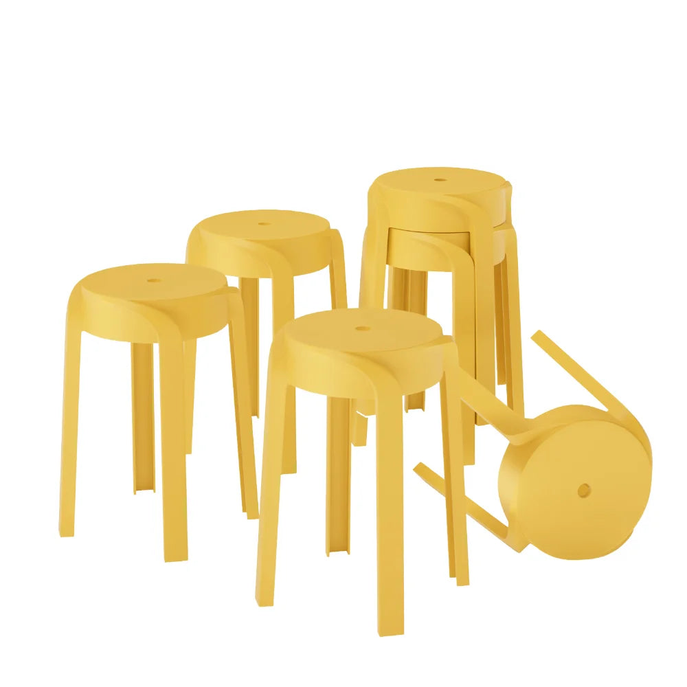 MIFI 6 Pack Stackable Classroom Stools Plastic Stools Nesting Stools Colorful Round Stools Indoor Outdoor Flexible Seating Decorative Stools Chairs for Home Office School Classroom Mustard