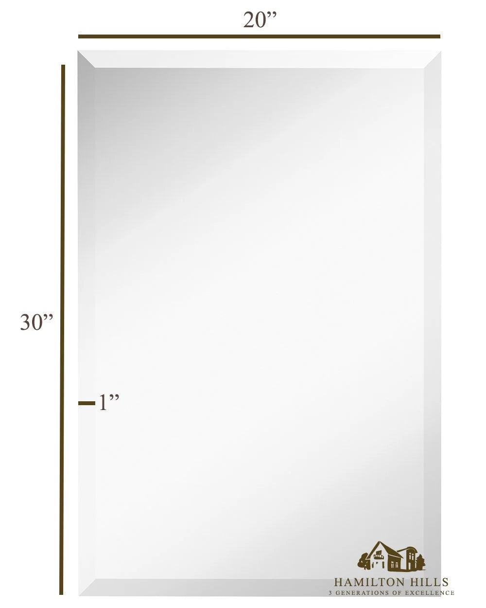 Hamilton Hills Large Simple Rectangular Streamlined 1 Inch Beveled Wall Mirror