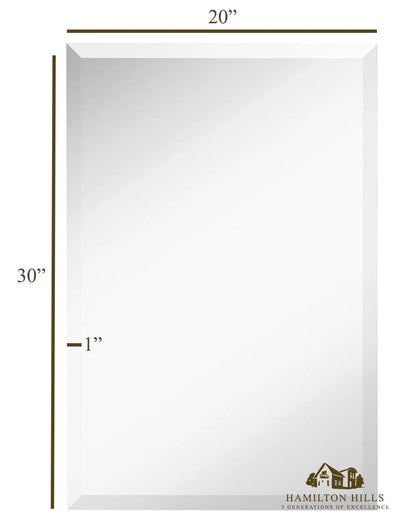 Hamilton Hills Large Simple Rectangular Streamlined 1 Inch Beveled Wall Mirror