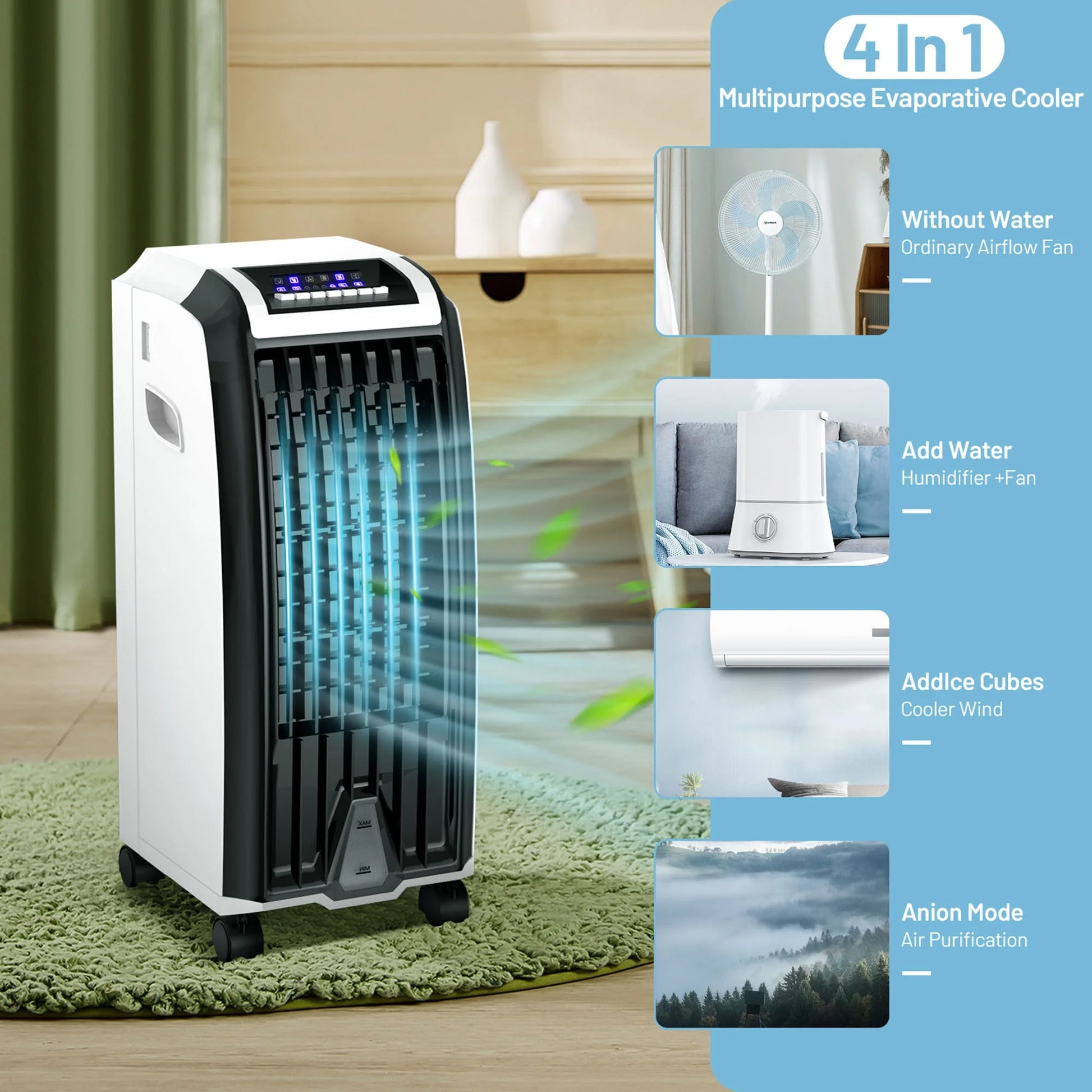 Gymax Portable Air Evaporative Cooler Fan w/Remote Control Casters Home Office