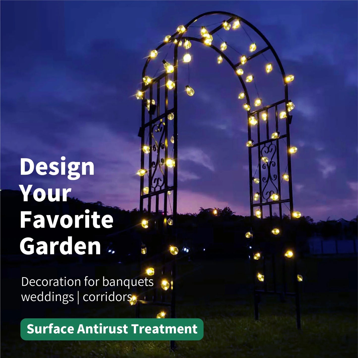 SCENDOR Garden Arches Arbors Curved Metal Durable Iron Plants Trellis Stand Use for Outdoor Garden Arbor Climbing Plants Wedding Arches Ceremony