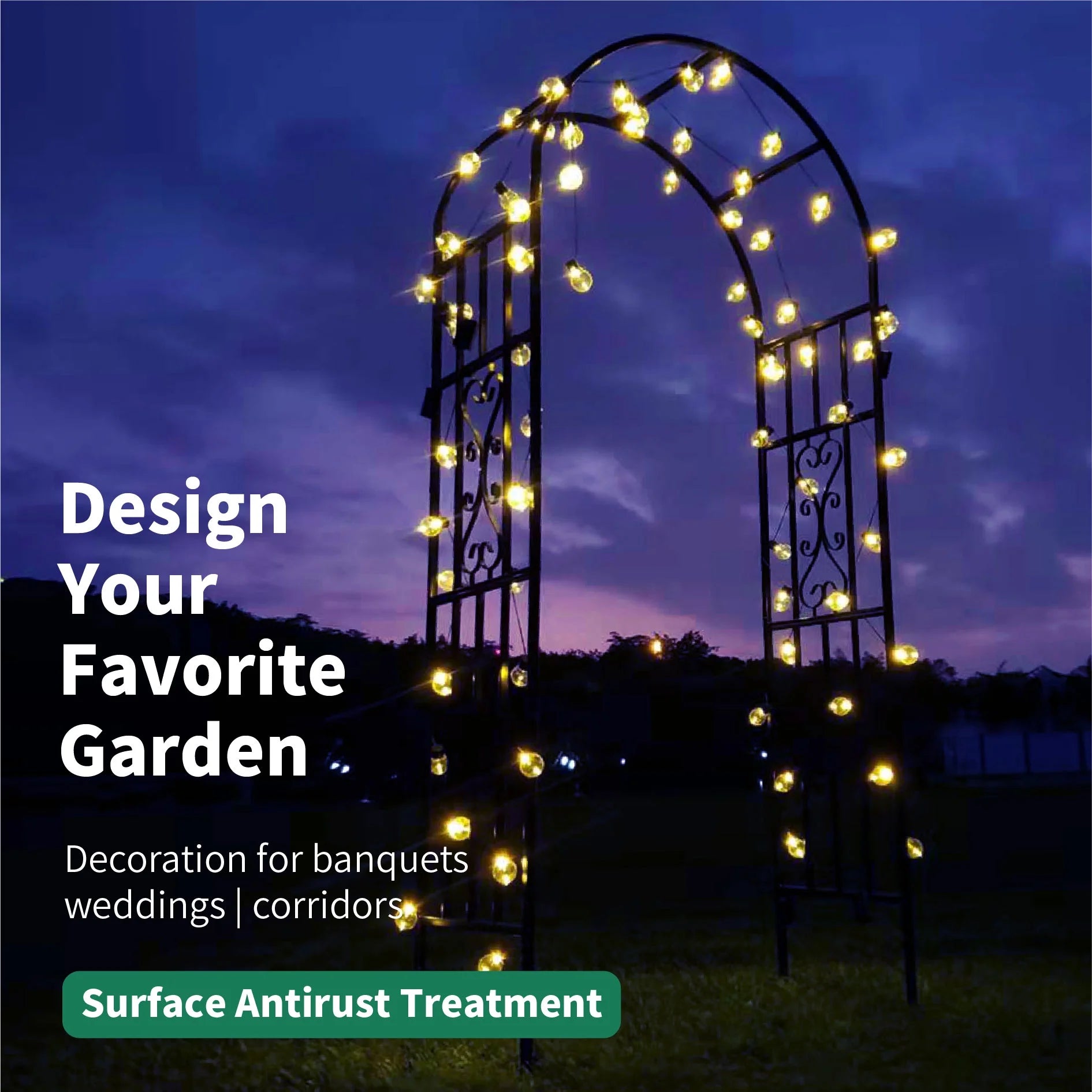 SCENDOR Garden Arches Arbors Curved Metal Durable Iron Plants Trellis Stand Use for Outdoor Garden Arbor Climbing Plants Wedding Arches Ceremony