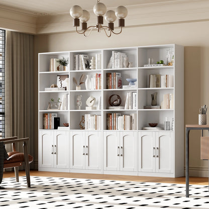 Homfa 73° Tall Bookcases with Doors, 8 Cubes 6-Tier Double Row Bookshelf, White Bookcase for Living Room Home Office