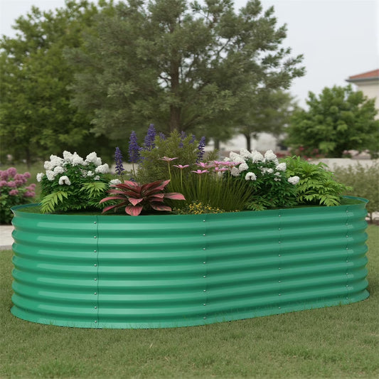 2-Pack Galvanized Steel Raised Garden Beds Kit -Outdoor Metal Planter Boxes for Vegetables, Flowers & Herbs.Tool-Free Assembly, Rust-Resistant Green Coated Design