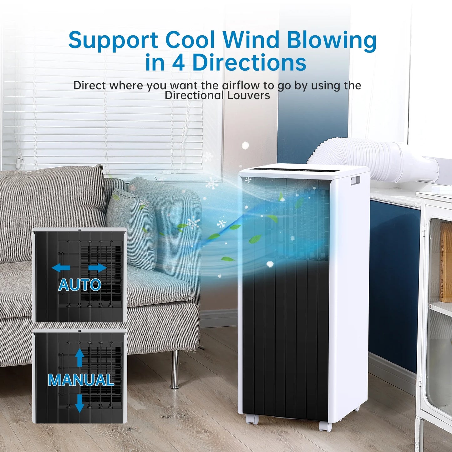 8,000 BTU Portable Air Conditioner, Cools up to 350 Sq. Ft., LED Touch Panel, Built-in Dehumidifier, Fan, 3 in 1 A/C Unit with Remote Control for Home Office Dorm RV