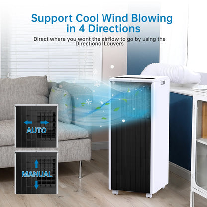 8,000 BTU Portable Air Conditioner, Cools up to 350 Sq. Ft., LED Touch Panel, Built-in Dehumidifier, Fan, 3 in 1 A/C Unit with Remote Control for Home Office Dorm RV