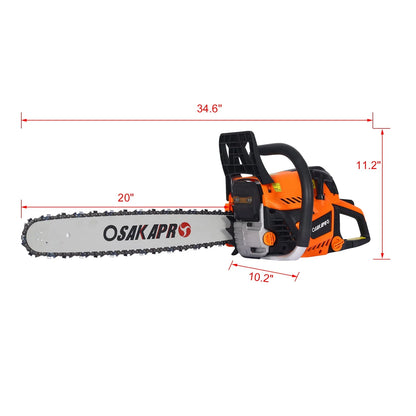 52cc 2-Cycle Gas Powered Chainwaw, 20inch Gasoline Chain Saw for Trees Wood Cutting, EPA Compliant