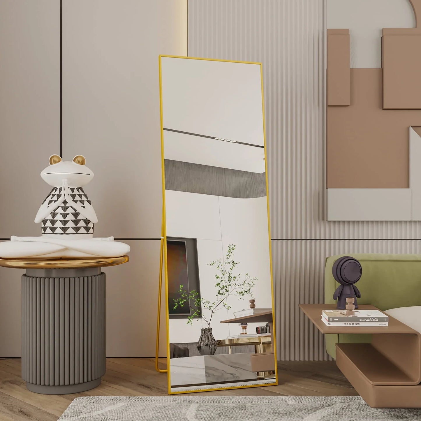 YouYeap Full Length Mirror 65"x22" Gold Rectangular Body Dressing Floor Mirrors