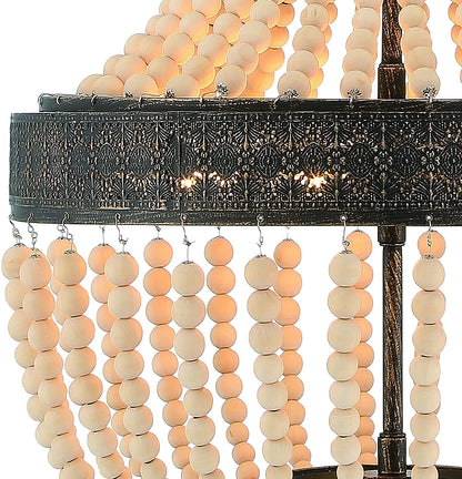 Vanity Art 5 Light Unique Empire Chandelier with Beaded Accents | Modern Hanging Lighting, Ceiling Lights Fixtures for Dining Room Living Room Bed Room Kitchen SYB5265DW-LT