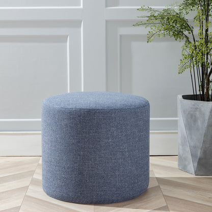 Wovenbyrd Round Pouf Ottoman with Foam Core, Gray - Perfect for Living Room or Bedroom