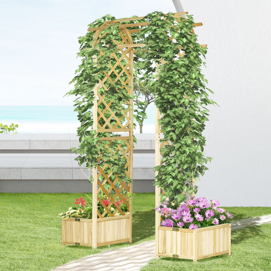 Outsunny 17.25" Wooden Wedding Arch, Garden Arch Arbor for Climbing Plants & Trellis Design for Vines, Ceremony, Party, Backdrop, Natural