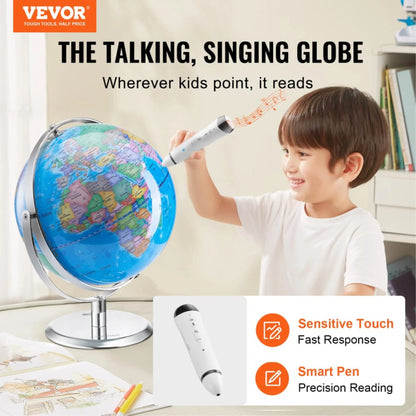 Interactive 9 Talking World Globe for Kids with Smart Talking Pen, Educational Learning Toy with LED Night Light, Perfect Gift for Boys & Girls