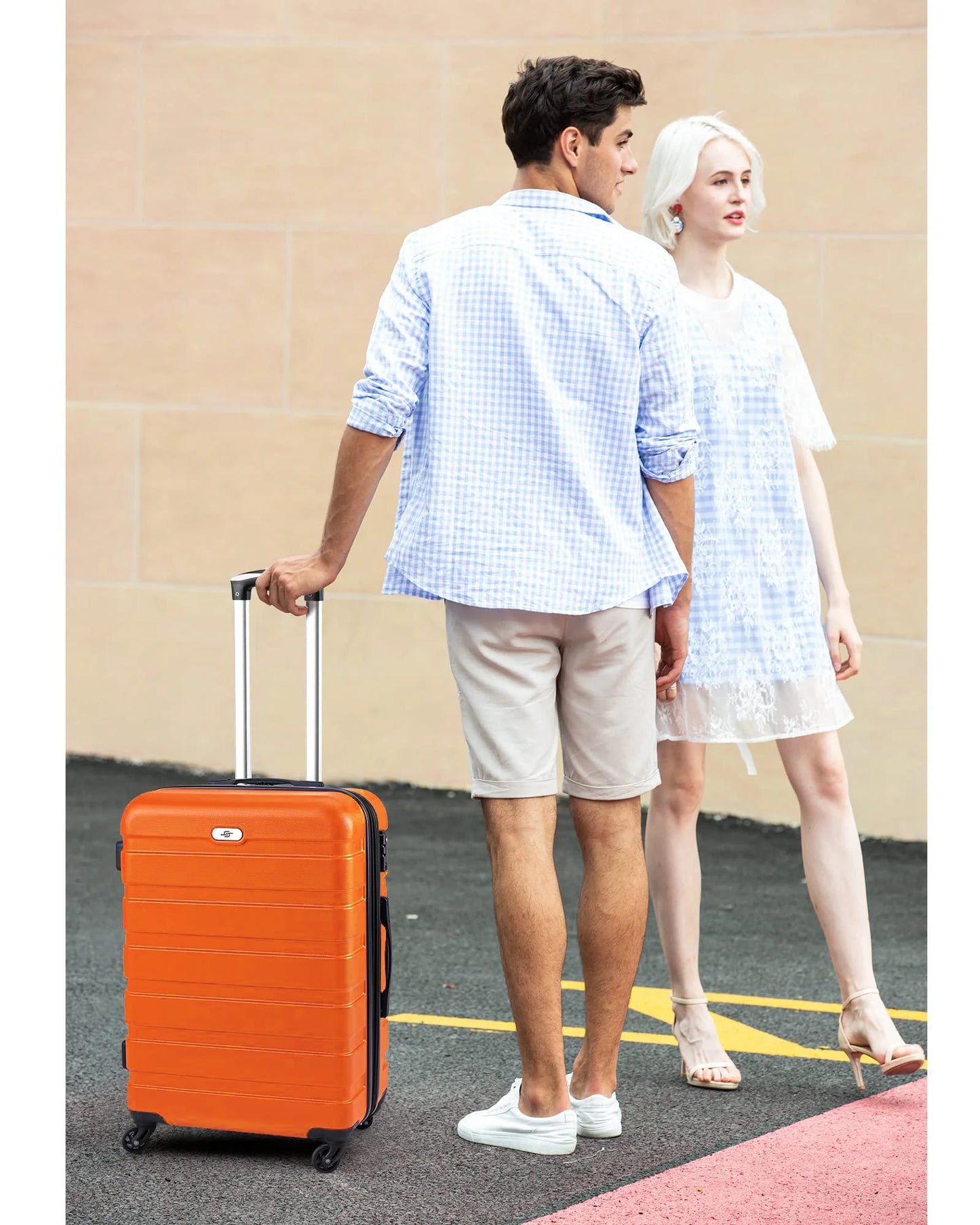 luggage sets 2 piece(20,28 inch) ABS hard suitcase with wheels and TSA lock travel set,orange