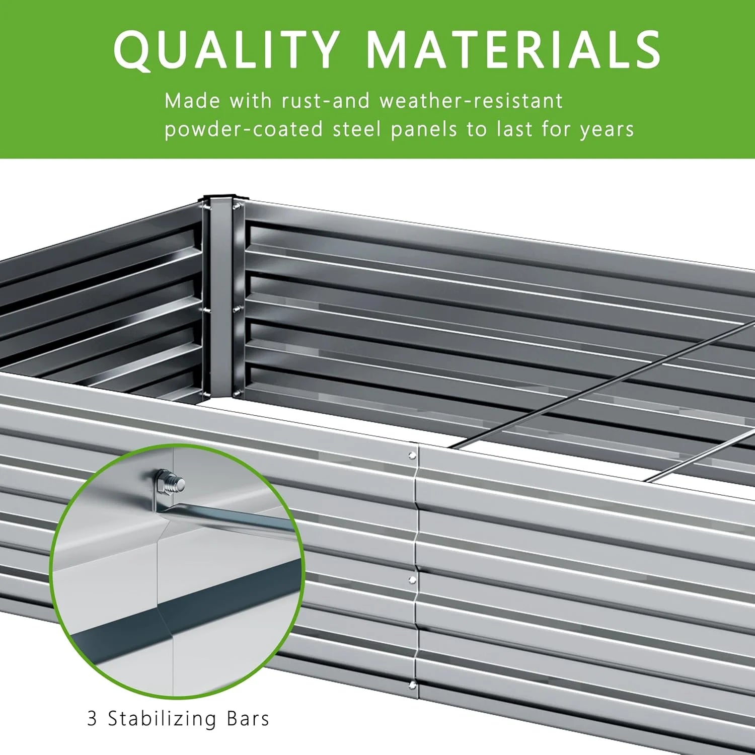 2PCS 12x4x1FT Galvanized Raised Garden Bed,Raised Graden Bed Kit-Square Metal Garden Bed,Large Planter Raised Bed Outdoor,Garden Box for Vegetables,Flower,Herb-Sliver(One Box of Two Pieces)