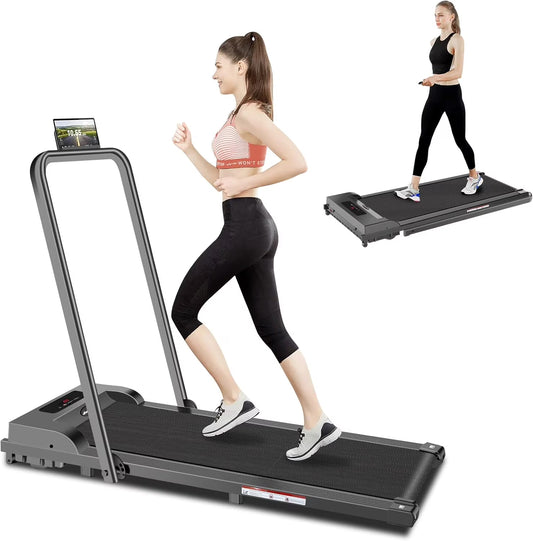 2 in 1 Walking Pad Treadmill, Foldable Treadmills with Handle Bar, 2.5HP Portable Folding Treadmill with Remote Control, Under Desk Treadmill for Home Office, Small Treadmill, 300lb