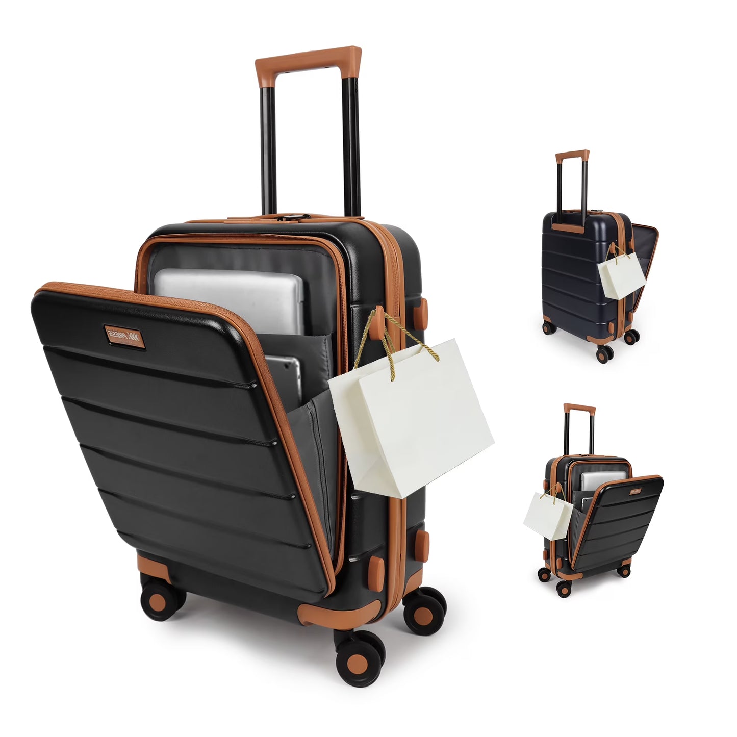 Carry On Luggage 22 x 14 x 9 Airline Approved Lightweight Hardside Spinner Luggage with TSA Lock and Laptop Compartment, Beige, CY2431