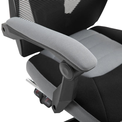 Vinsetto Ergonomic Home Office Chair High Back Armchair Computer Desk Recliner with Footrest, Mesh Back, Lumbar Support and Wheels, Gray