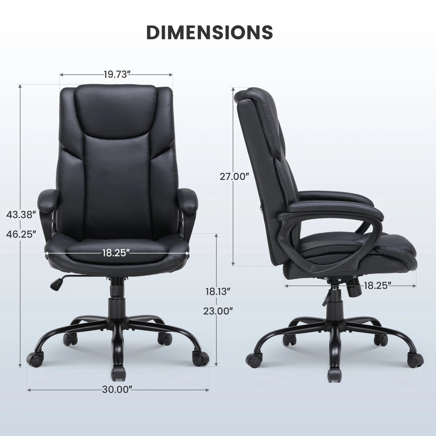 Mainstays Executive Ergonomic High Back Leather Home Office Desk Chair, Black