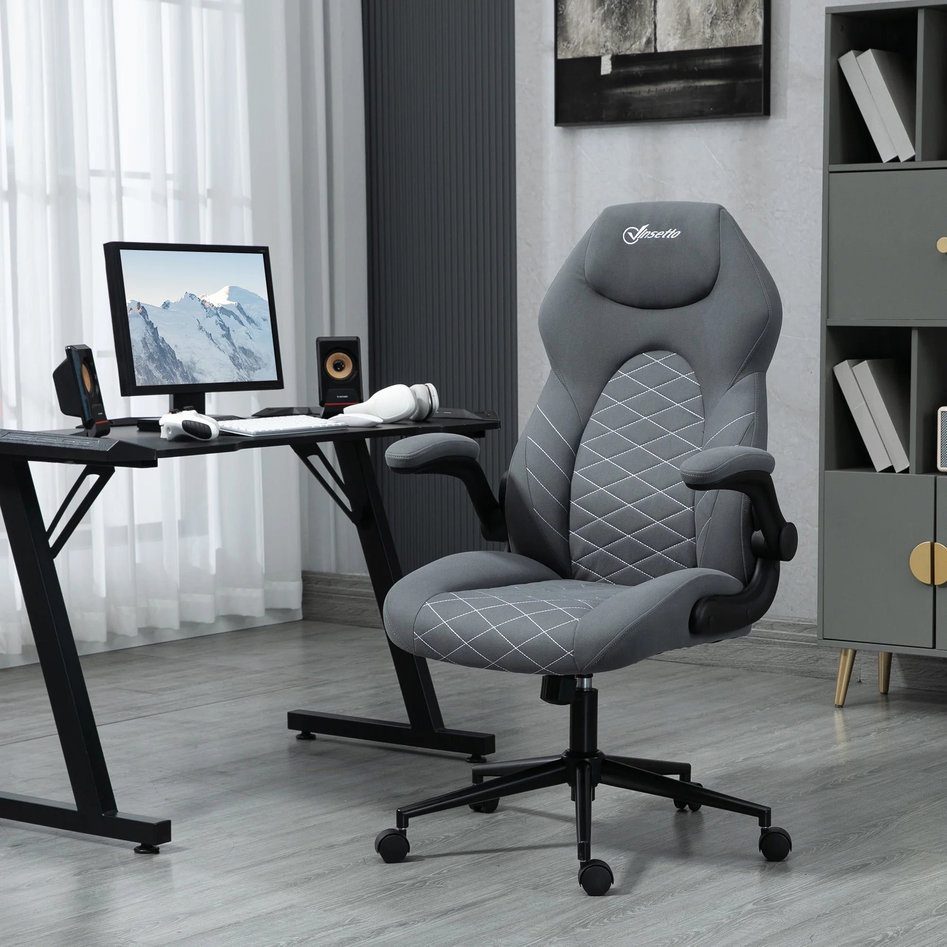 Vinsetto High Back Home Office Chair with Flip Up Armrests Dark Gray