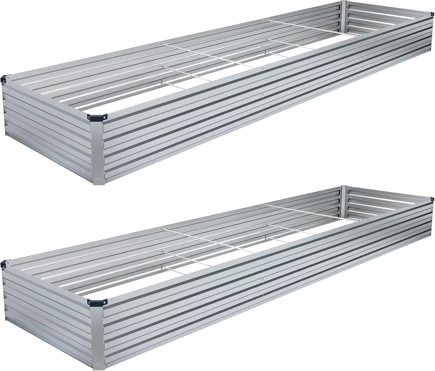 2PCS 12x4x1FT Galvanized Raised Garden Bed,Raised Graden Bed Kit-Square Metal Garden Bed,Large Planter Raised Bed Outdoor,Garden Box for Vegetables,Flower,Herb-Sliver(One Box of Two Pieces)