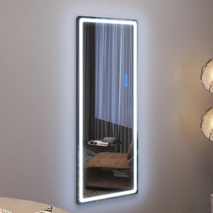 LVSOMT 47"x18" RGB LED Mirror, Over The Door Lighted Mirror, Full Length with Lights, Wall Mounted Hanging Mirror, Full Body Dressing Mirror, Light Up Mirror for Bedroom Living Room, Black