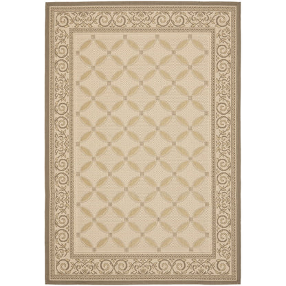 SAFAVIEH Courtyard Cohen Bordered Indoor/Outdoor Area Rug, Dark Beige/Beige, 9' x 12'