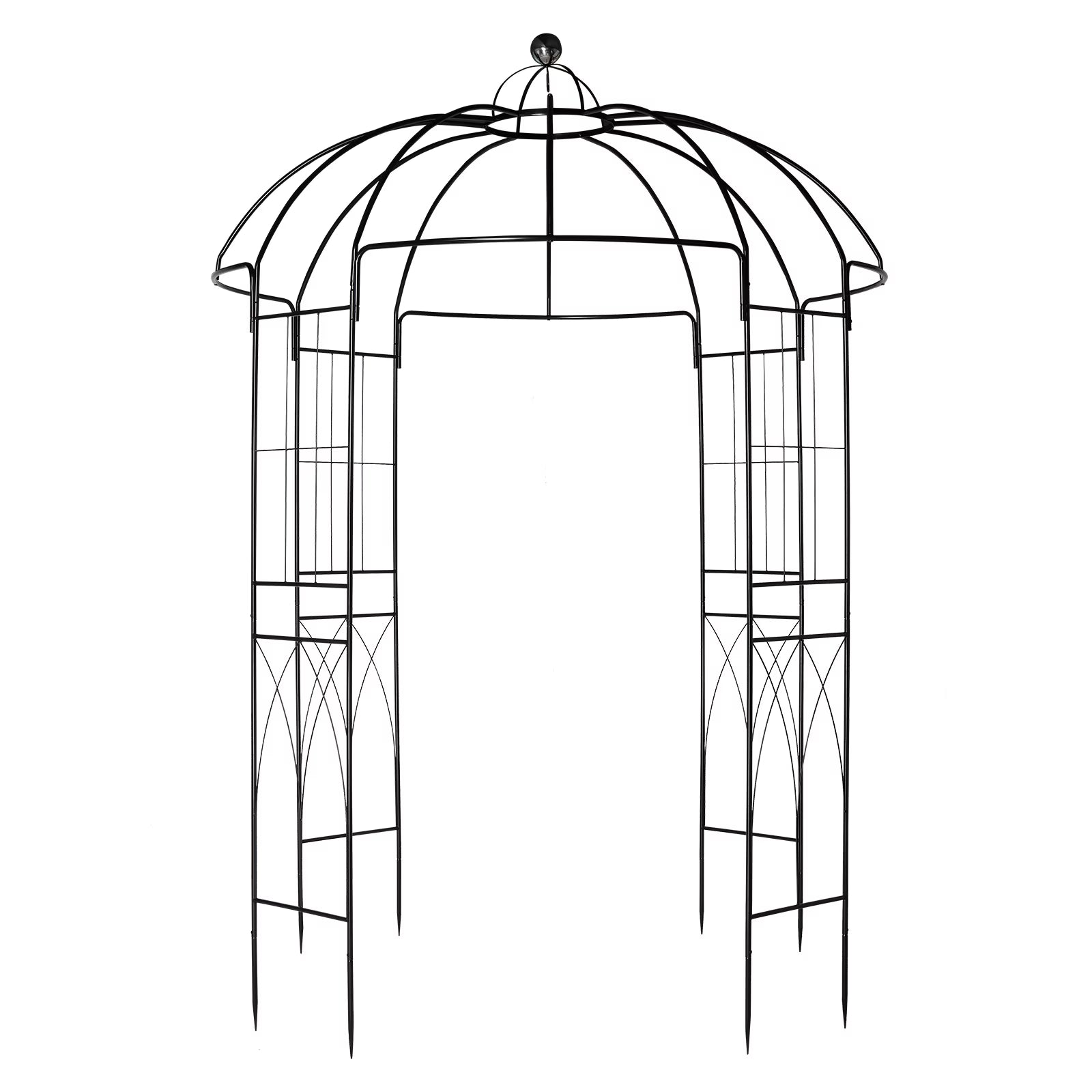 IVV Birdcage Shape Garden Arch, 8.9'Hx6.8'Dia, Pergola Plant Climbing Trellis Arbor Heavy Duty Metal Gazebo Garden Arch for Outdoor Arbor Climbing Plants Backyard Patio Wedding Ceremony, Black