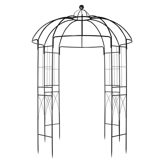 IVV Birdcage Shape Garden Arch, 8.9'Hx6.8'Dia, Pergola Plant Climbing Trellis Arbor Heavy Duty Metal Gazebo Garden Arch for Outdoor Arbor Climbing Plants Backyard Patio Wedding Ceremony, Black