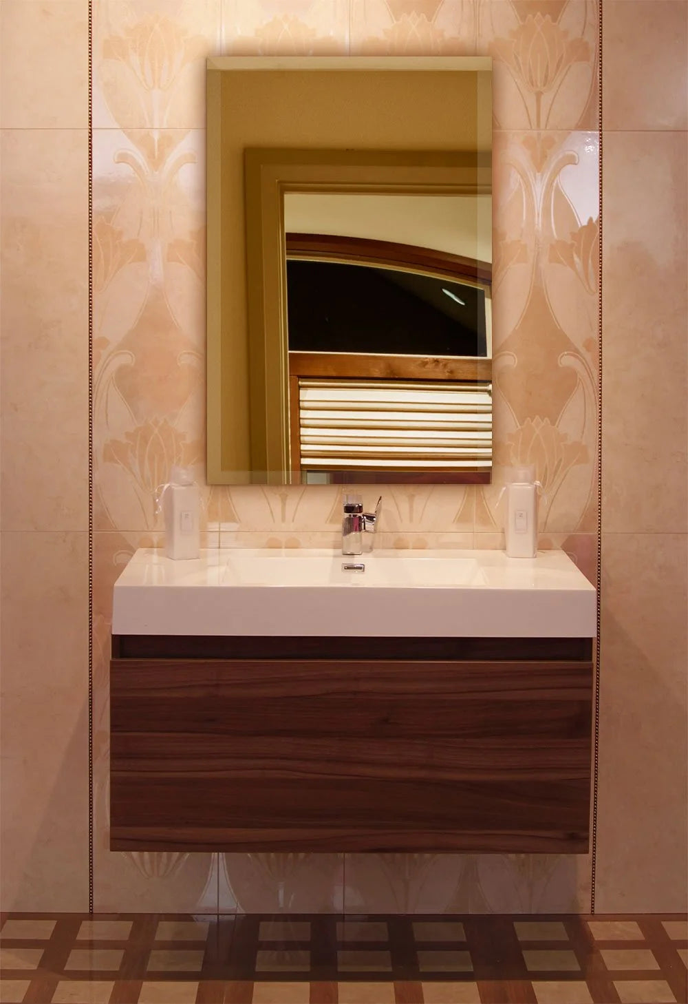 Hamilton Hills Large Simple Rectangular Streamlined 1 Inch Beveled Wall Mirror