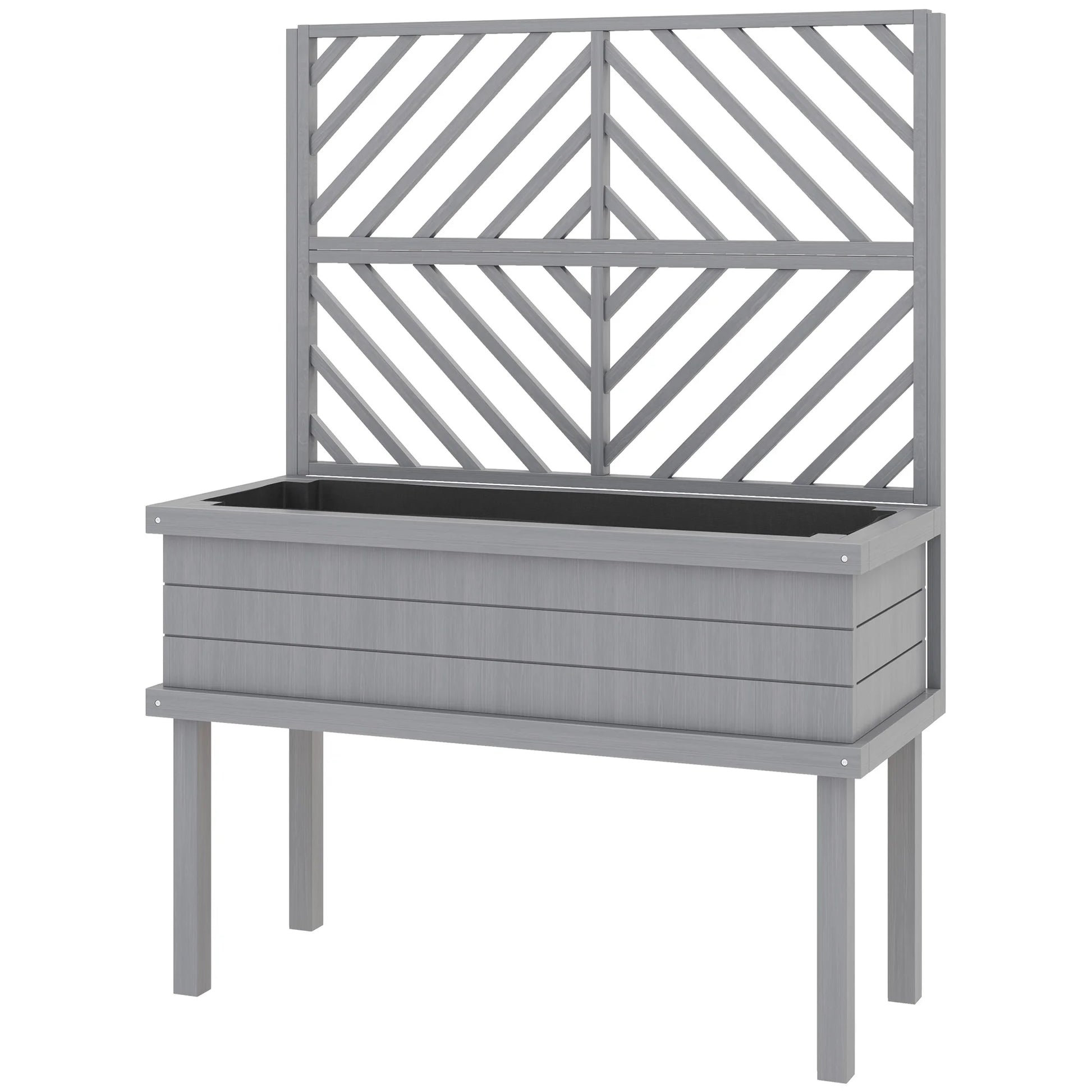 GHooa Raised Garden Bed with Trellis for Climbing Plants 41.25" W x 17.75" D x 55" H-Gray