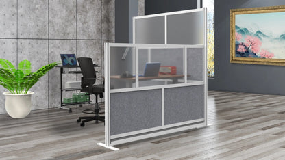 Luxor Freestanding Modular Room Divider Wall System with Built-in Cable Management Tray - 70" x 70" Add-On Wall